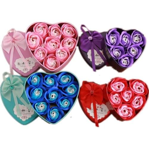 Heart-Shaped Rose Soap Flowers Romantic Wedding Party Gift Artificial Rose Flower Decor Health Care Tool LX8438