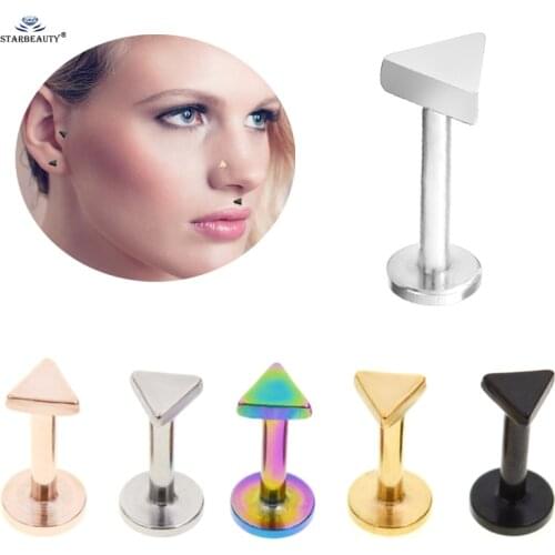 2 pcs 16G 6/8mm Triangle Nose Ring Nose Piercing Tragus Piercing Helix Earrings Nostril Piercing Labret Lip Ring Pircing Jewelry