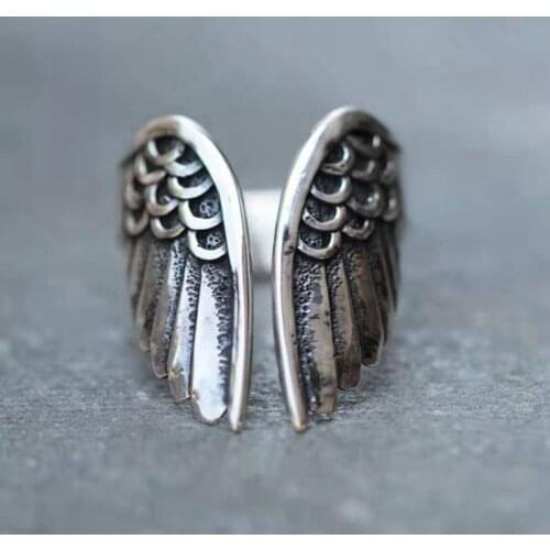 Simple Design Vintage Silver Color Angel Wings Metal Rings for Women Punk Geometric Alloy Joint Midi Ring Gothic Jewelry кольца