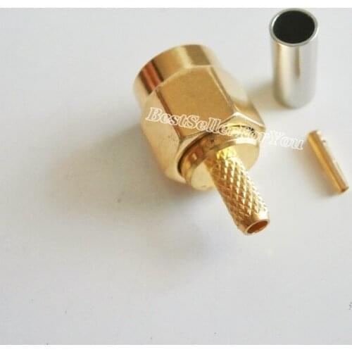 10X RPSMA Connector RP-SMA Connector Male Center Crimp For RG174 RG316 LMR100 Cable RF Connector