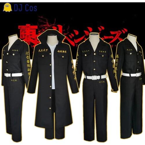Anime Tokyo Revengers Cosplay Costume Manjiro Sano Black Uniform Ken Ryuguji Takemichi Hanagaki Tokyo Manji Gang Cloak Outfits