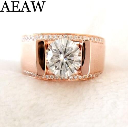 Round 9K White/Rose/Yellow Moissanite Ring 3ct 9mm GH color Luxury Moissanite Weding Ring for Mens