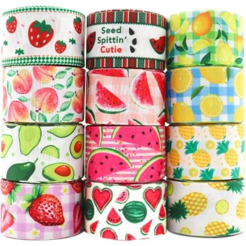 50 Yards 1.5" 38MM Fruit Pineapple Printed Grossgrain Ribbon For Hair Accessories DIY Craft Supplies Sewing Handmade Y2021051301