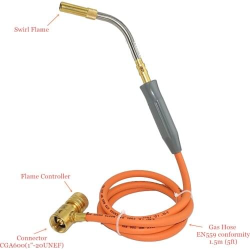MAPP Gas Soldering Torch 1.5m(5ft) Hose Gas Brazing Burner Welding Quenching BBQ Burner CE HVAC Hand MAPP Torch