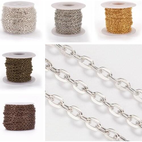 10m/Roll 5 colors 4.1x3x0.8mm Iron Cross Chains with Spool For DIY Necklace Bracelets Jewelry Making Accessories Material