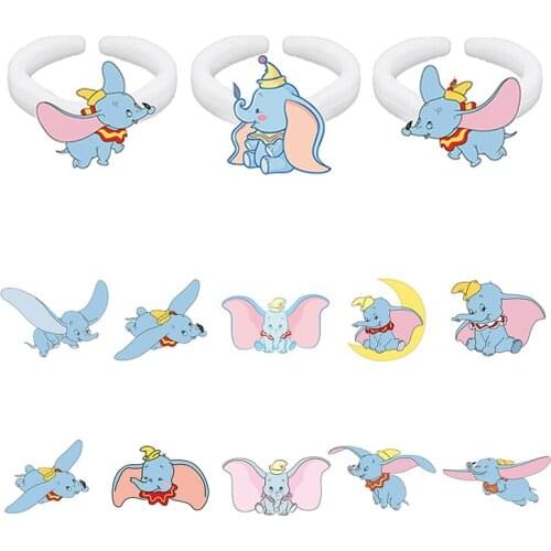 Disney Blue Flying Dumbo Ring Fashion Personality Lady Ring Creative Jewelry Epoxy Acrylic Taste Jewelry