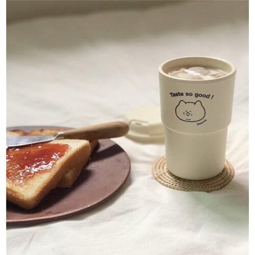 2020 New Portable Cat Coffee Cup Glasses Cute Bear Milk Tea Small Portable Bottle Milk Cool Drinks Cup Water Cup Christmas Gifts