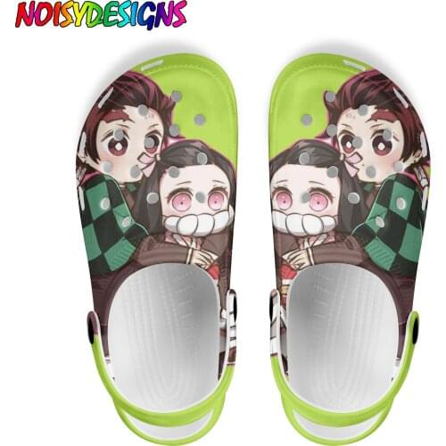 NOISYDESIGNS New Design Shoes Cartoon Demon Slayer Printed Women Slippers Summer Outdoor Sandals for Girls 2021 Personalized