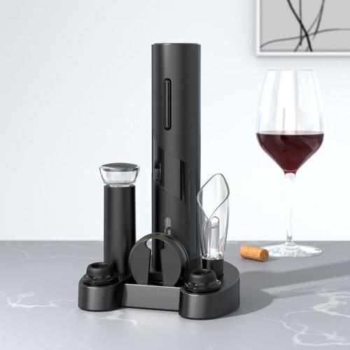 Black portable automatic wine opener set battery style electric wine corkscrew colorful package wine set