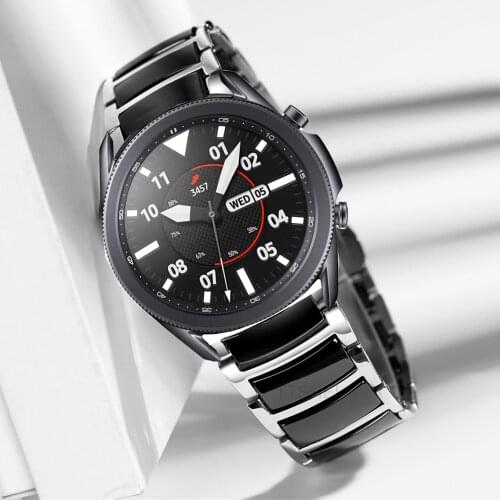 For samsung galaxy watch 3 band 45mm 41mm active 2 gear s3 46mm strap stainless steel ceramic Luxury bracelet for huawei gt2e