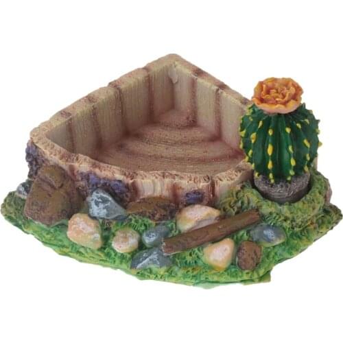 Reptile Water Food Bowl Worm Dish Polyresin Pet Bowls Small Amphibian Mealworms Bowl for Lizard Bearded Dragon Frog