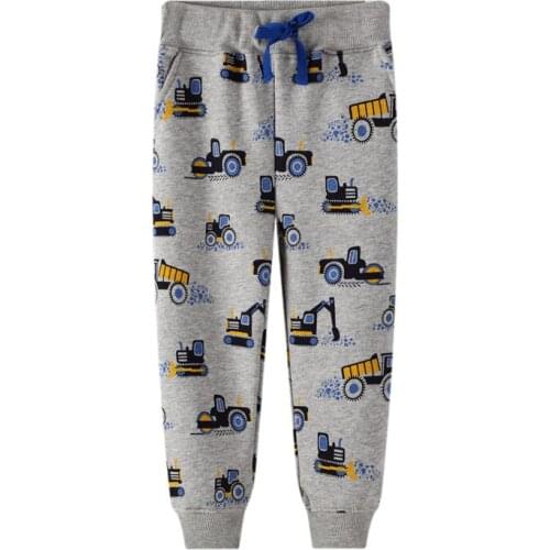 New Arrival Boys Girls Cartoon Print Sweatpants for Autumn Spring Baby Excavators Trousers Boy Clothing Long Pant