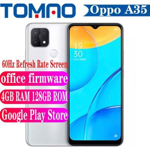New OPPO A35 Mobile Phone Android 10 4GB RAM 64GB 128GB ROM Octa Core Helio P35 6.52“ LCD 60Hz Screen 4230mAh Google Play OTA