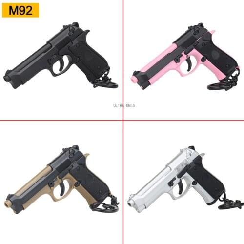Tactical Pistol Shape Keychain Mini M92 Model Portable Decorations Detachable Weapon Keyring Hiking Shooting Hunting Accessories
