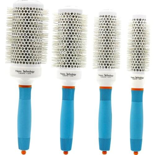 Thermal Nano Technology Ceramic Ionic Hair Round Brushes Aluminum Hair Barrel Comb In 4 Sizes Hairdressing Brushes Hair Styling