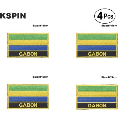 Gabon Rectangular Shape Flag Iron on Saw on Patches Embroidered Flag Patches National Flag Patches for Clothing