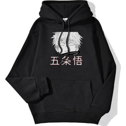 Satoru Gojo Jujutsu Kaisen Print Hooded Tops Men Harajuku Daily Casual Streetwear Spring Sweatshirt Anime Mens Hoodie