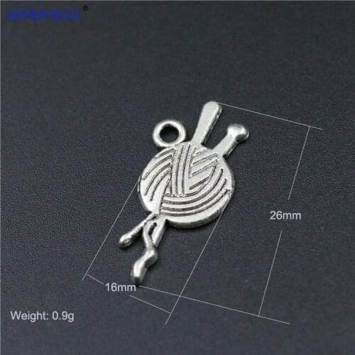 High Quality 20 Pieces/Lot 16mm*26mm Antique Silver Plated Diy Jewelry Making Charm Knit Knitting Charms