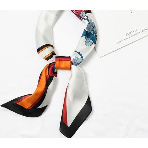 Yishine 70*70 CM 4Colors New Women Multifunction Polyester Silk Scarf Birds Trees Printed Satin Small Square Wraps Scarves Shawl