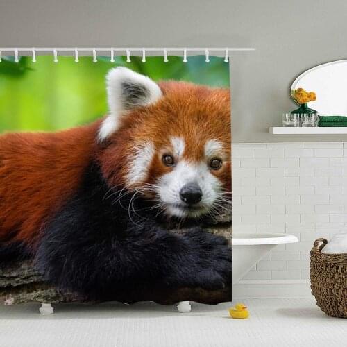 Animal Red Panda Shower Curtain, Extra Long Bath Decorations Bathroom Decor Sets with Hooks Marriage Gifts for Men and Women in