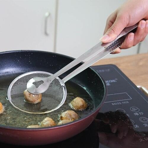 Stainless Steel Oil Drain Clip Frying Oil Drain Clip Oil Drain Spoon Hot Pot Cooking Colander Barbecue Clip Frying Spoon Clip
