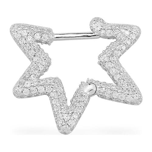 SLJELY Multicolor Optional Fashion Real 925 Sterling Silver Single White Star Earring Micro Zirocn 1pc for Women Brand Jewelry