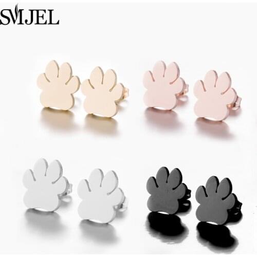 SMJEL Cartoon Dog Paw Earrings for Women Vintage Jewelry Paw Stud Earrings Part Gifts Fashion Chihuahua Husky Earring