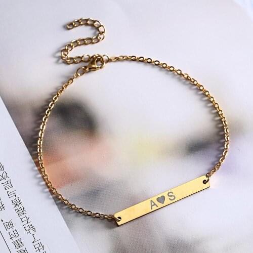 Womens Charm Bracelet Engrave Name for Women Paired Stainless Steel Bracelet Best Friend Female Wrist Bracelet Jewelry Gift