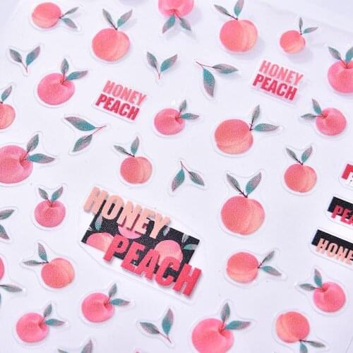 1Pcs New Pink Peach Nail Sticker Back Rubber 5D Nail Art Decoration Stickers Japanese Style Adhesive Stickers Nail Accessories
