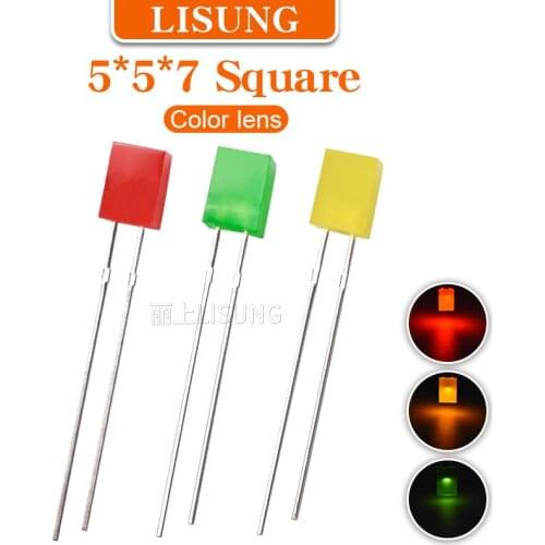 1000pcs/Bag 557 Square Led 5*5*7mm Light-emitting Diode Yellow Red Green Yellow Electronic Diffuse Indicator Light Diy Kit
