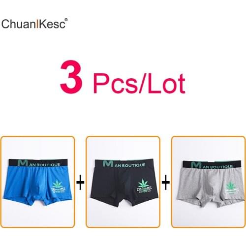 3 Pcs/Lot Mens Boxer Pants Korean Cotton Personalized Printing Large Underwear Fashion Youth Sexy Sports Shorts Brand Hot