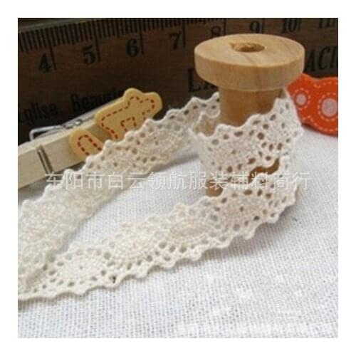 30Yards 10mm Beige Color 100% Cotton Crochet Lace Trimming DIY Garment Lace Headband Scrapbooking Accessories Cinta Bordada