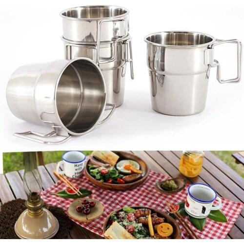 4pcs Beer Vodka Cup Polished Stainless Steel Handheld Spirits Cups Juice Mugs Tumbler 80ml Outdoor Climbing Camping Supplies