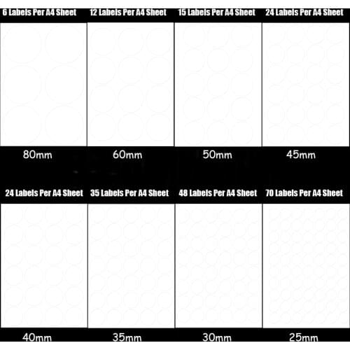 5/10 Sheets A4 Inkjet and Laser Printer Package Label Round Label White Circle Stickers Self Adhesive stickers