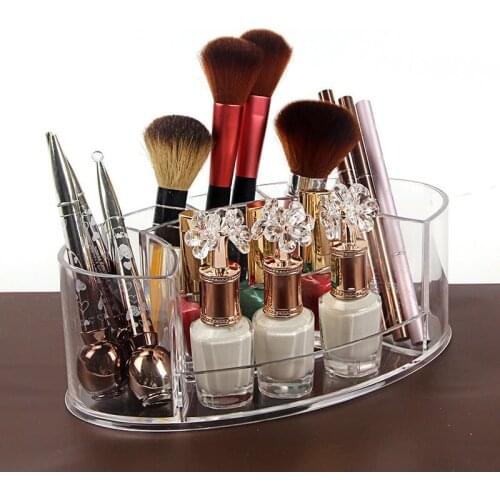 Acrylic Cosmetic Storage Box Makeup Brush Organizer Transparent Plastic Box Bathroom Accessories Lipstick Display Pen Holder