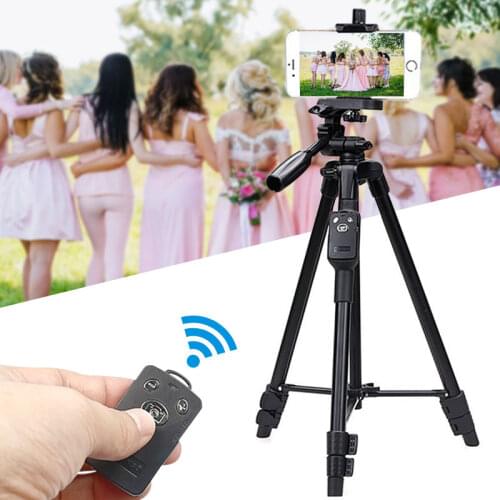 Selfie Video YUNTENG VCT 5208 RM Aluminum Tripod with 3-Way Head & Bluetooth Remote for Camera Phone Holder Clip
