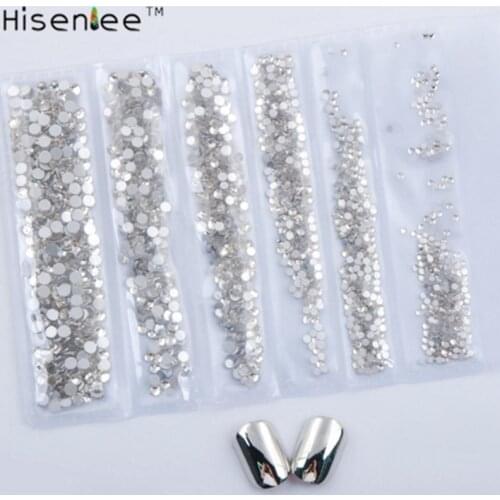 Glitter Crystal clear 6 Size 1728Pcs Nail Art Rhinestone Shiny Crystal AB Flat back Strass Stones clothing Decoration
