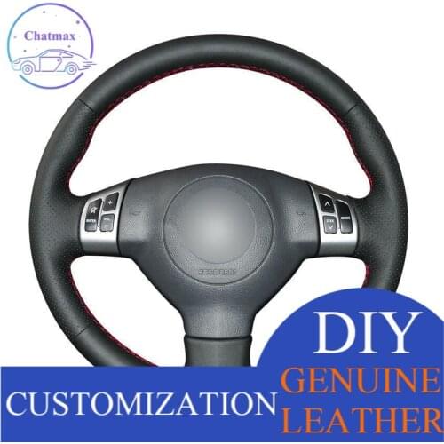 For Suzuki Swift 2011-13 hand-sewn steering wheel cover black artificial leatherAnti-slip fit all season