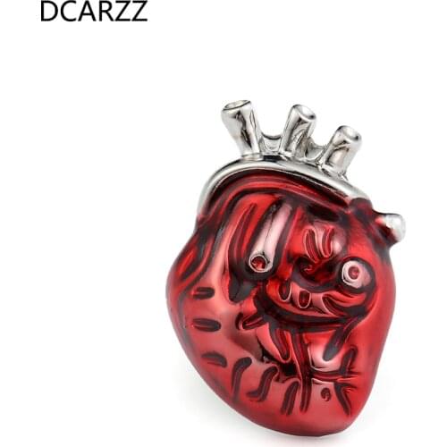 DCARZZ Anatomy Heart Pins Brooch Gift for Doctor Nurse Medical Jewelry Red Enamel Gold Silver Plated Pin Badge Women Accessories