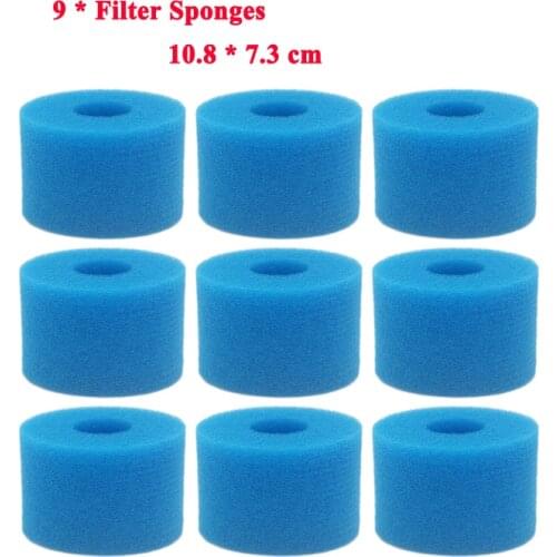9 Pcs Filter Sponge for Intex S1 Type Pure Spa Reusable Washable Foam Hot Tub Filter Cartridge