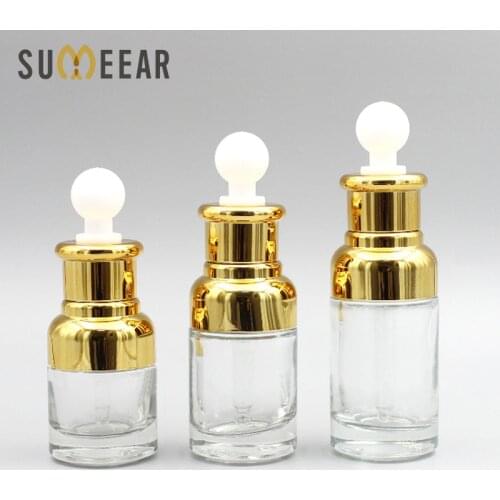 10Pieces/Lot 20ml 30ml 40ml Essential Oil Dropper Bottle perfume bottle gold shouldercollar Empty Cosmetic Perfume