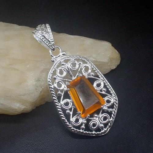 Gemstonefactory Jewelry Big Promotion 925 Silver Wonderful Shiny Honey Topaz Women Ladies Mom Gifts Necklace Pendant 20213845