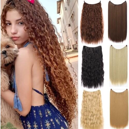 LVHAN synthetic fiber U-shaped invisible seamless long curly hair, big wavy straight hair, one-piece hair extension wig