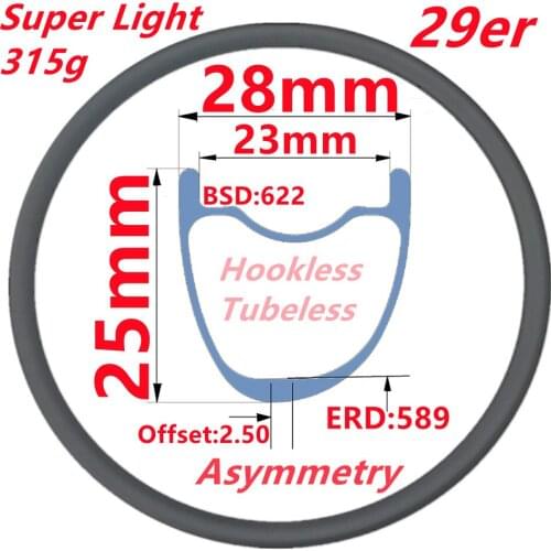 UD Matte 29er Carobon MTB Rims 28mm Wide 25mm Depth 23mm Internal Width Carbon Rims Mountain Bike Carbon Mtb 29er Carbon Rim