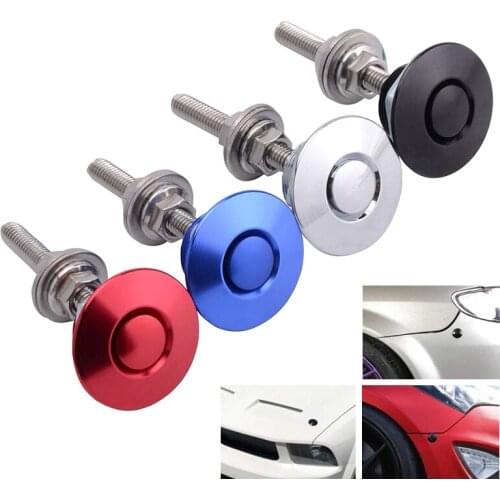 SPEEDWOW 32mm Aluminum Alloy Push Button Billet Hood Lock Clip Kit Black Silver Red Blue Universal Car Exterior Accessories