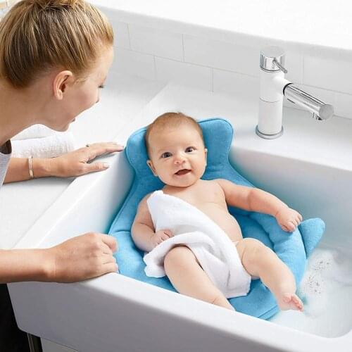 Newborn Baby Baby Bath Mat Bathing Floating Mat Non-angular Bionic Design Soft And Comfortable Cartoon Non-slip Bathing Bed