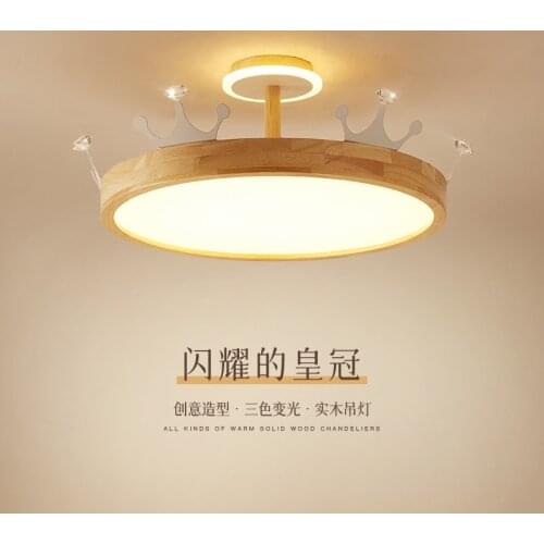 Nordic living room bedroom study simple and creative design solid wood Japanese childrens room led bird low floor chandelier