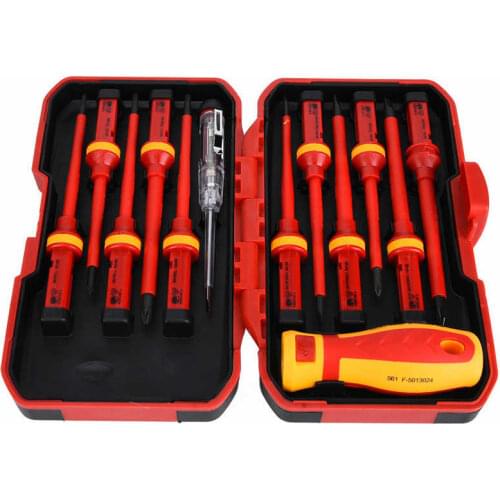 13PCS Cross Screwdriver Set Insulation Plastic Handle Slotted Screwdriver Kit Electrician Hand Repair Tool