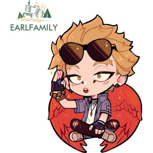 EARLFAMILY 13cm x 9.8cm for My Hero Academia Hawks Funny Car Stickers Personality Refrigerator DIY Decal Motorcycle Laptop Decor