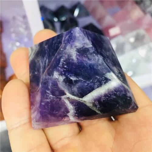 4.8-5CM natural rock green fluorite quartz crystal aura pyramid treatment